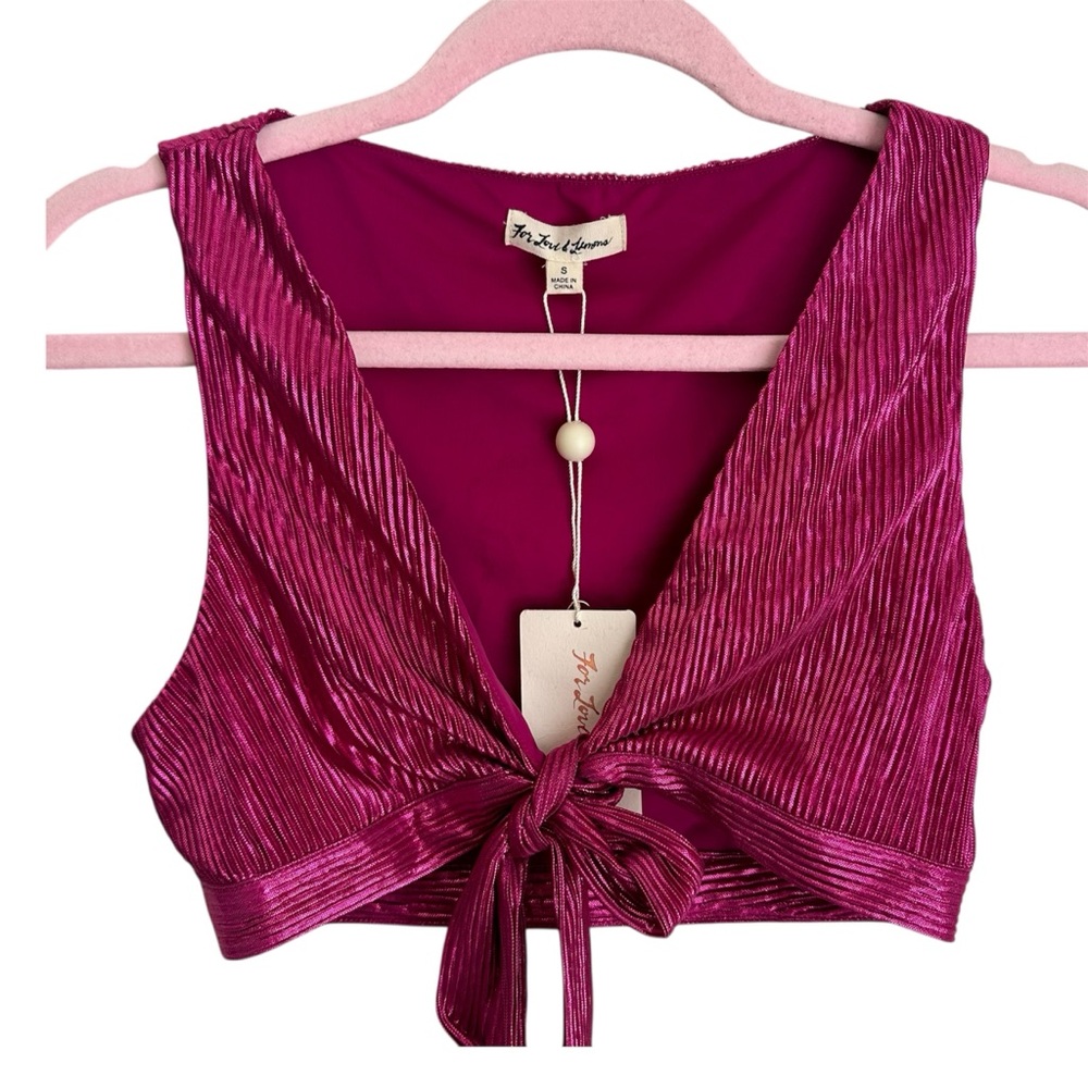 For love and lemons pink metallic  Sleeveless tie Top size small nwt
